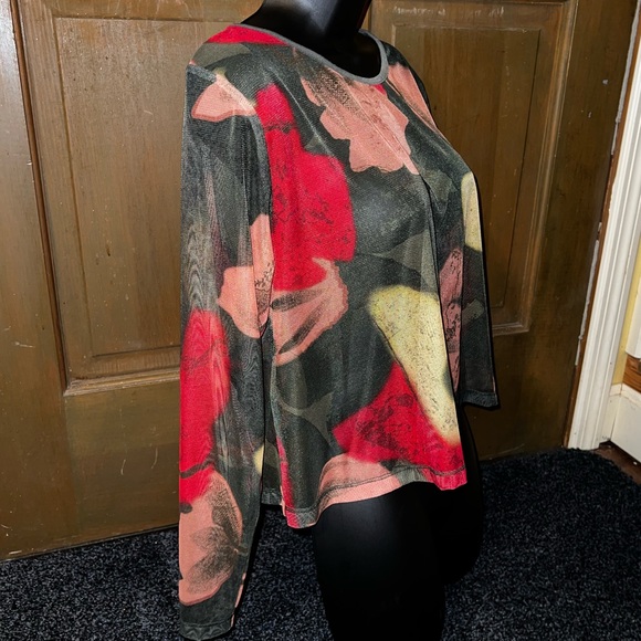 Sympli Floral Camo Mesh Crop Top Long Sleeve Size 8 - Picture 2 of 16